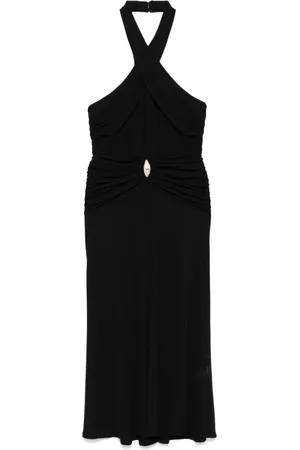 Elisabetta Franchi Midikleid mit Logo-Schild