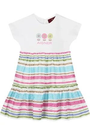 Aigner Gestreiftes Kleid mit Blumenstickerei