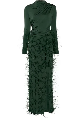 LAPOINTE Jersey-Maxikleid mit Federn