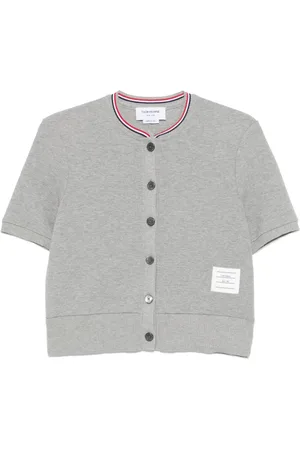 Thom Browne Waffelstrick-Cardigan mit RWB-Streifen