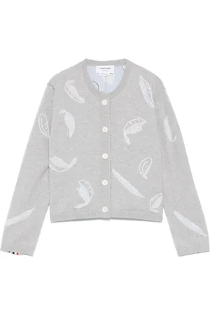 Thom Browne Cropped-Cardigan mit Feder-Intarsie
