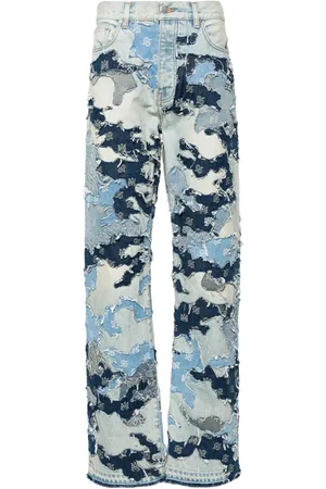 AMIRI Halbhohe Patchwork Straight-Leg-Jeans