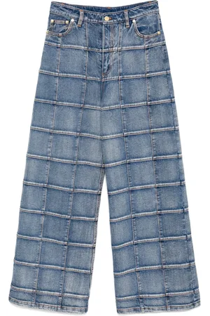 Cynthia Rowley Windowpane Wide-Leg-Jeans