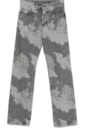 Fiorucci Straight-Leg-Jeans mit Engel-Print