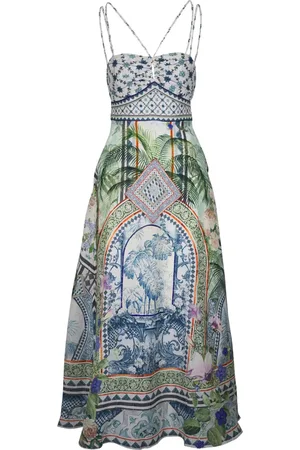 Camilla Riemchen-Maxikleid mit Blumen-Print