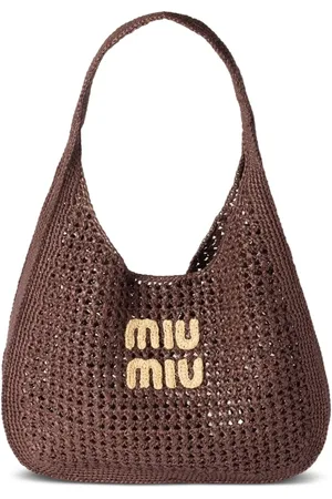 Miu Miu Schultertasche mit Raffiabast-Effekt