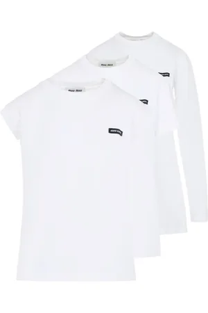 Miu Miu T-Shirts mit Logo-Stickerei (3er-Set)
