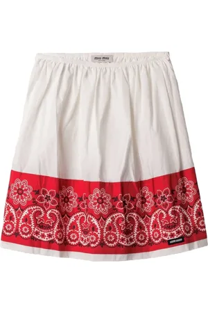 Miu Miu Slubbed Bandana poplin skirt