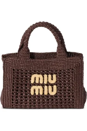 Miu Miu Gewebte Handtasche mit Raffiabast-Effekt