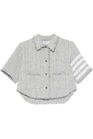 Thom Browne Tweed-Hemd mit 4-Streifen-Logo