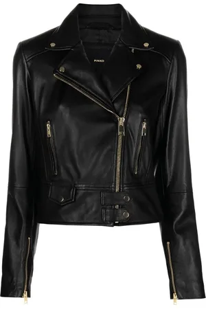 Pinko Cropped-Bikerjacke aus Leder