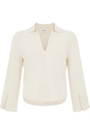 KANGRA CASHMERE Bluse mit V-Ausschnitt