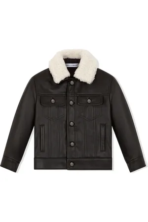 Dolce & Gabbana Lederjacke mit Kontrastkragen