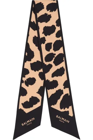 Balmain Seiden-Bandana mit Leoparden-Print