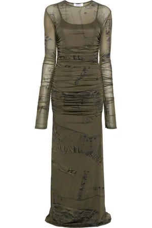 BLUMARINE Gerafftes Maxikleid mit Print