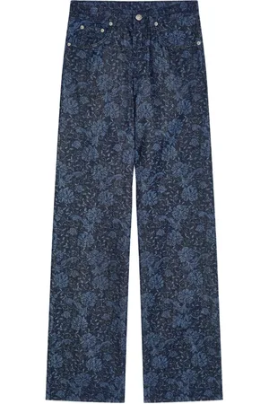 DRIES VAN NOTEN Wide-Leg-Jeans mit Print