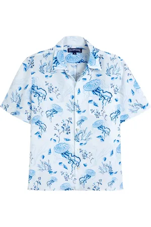 Vilebrequin Sea life-print linen bowling shirt