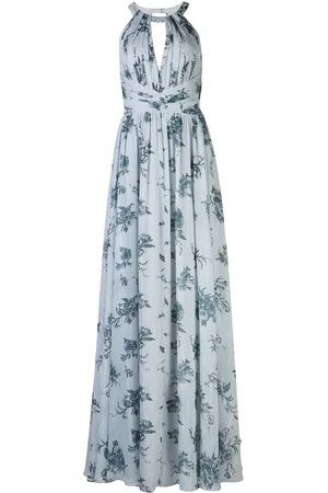 Marchesa Notte Chiffonkleid mit offenem Rücken