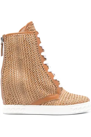 Casadei Ina 80mm woven wedge boots