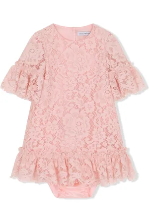 Dolce & Gabbana Gerüschtes Kleid mit Spitzen-Overlay