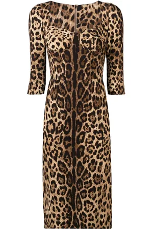 Dolce & Gabbana Schmales Kleid mit Leo-Print