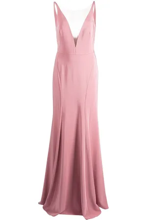 Marchesa Notte Crema Kleid mit tiefem V-Ausschnitt