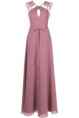 Marchesa Notte Neckholder-Abendkleid mit Volants