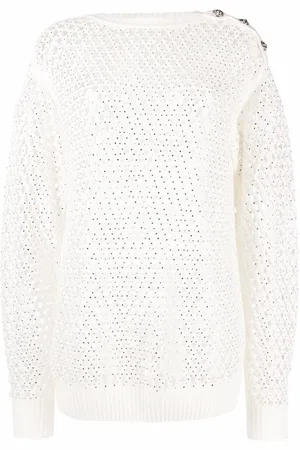 Philipp Plein Pullover aus Pointelle-Strick mit Kristallen