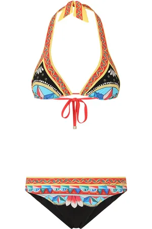Dolce & Gabbana Triangel-Bikini mit Carretto-Print