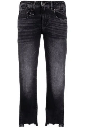 R13 Cropped-Jeans mit offenem Saum