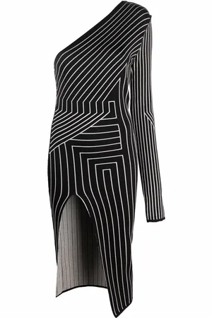 Rick Owens One-Shoulder-Kleid mit geometrischen Streifen