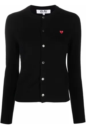 Comme des Garçons Fein gestrickter Cardigan mit Logo-Patch