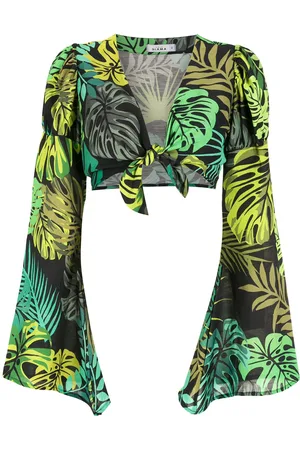 AMIR SLAMA Bluse mit tropischem Print