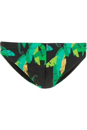 AMIR SLAMA Badehose mit Blatt-Print