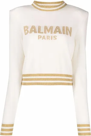 Balmain Cropped-Pullover mit Logo