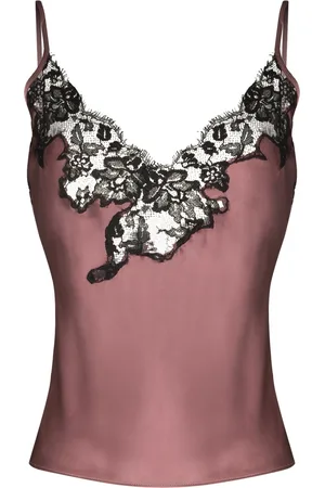 Kiki de Montparnasse Damen Unterhemden & Unterziehshirts - Orchid lace-trim camisole