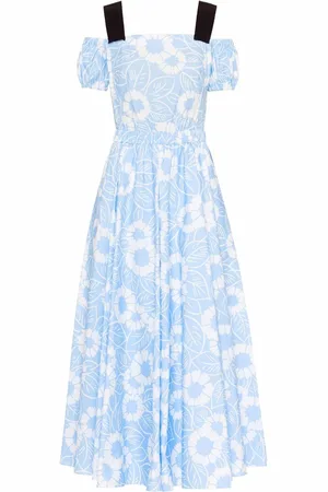 Prada Schulterfreies Kleid mit Blumen-Print
