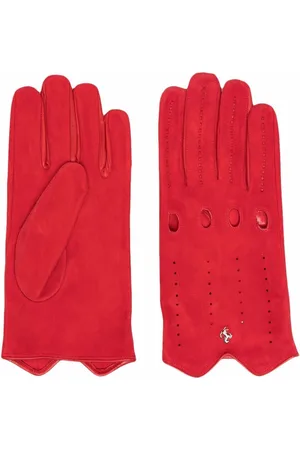 FERRARI Handschuhe - Perforated-detail leather gloves