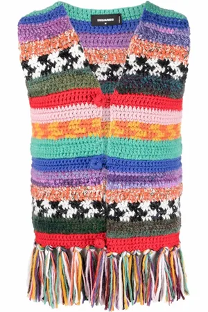 Dsquared2 Weste in Colour-Block-Optik mit Fransen