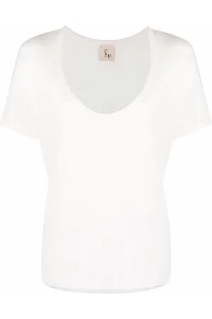 Paula Leinen-T-Shirt mit V-Ausschnitt