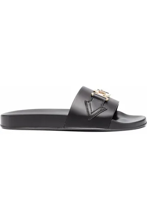 VERSACE Pantoletten mit Logo-Schild