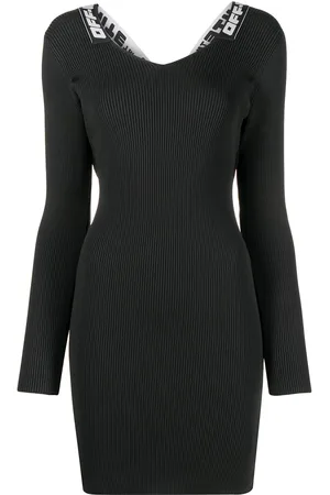 OFF-WHITE Geripptes Kleid mit Logo-Streifen