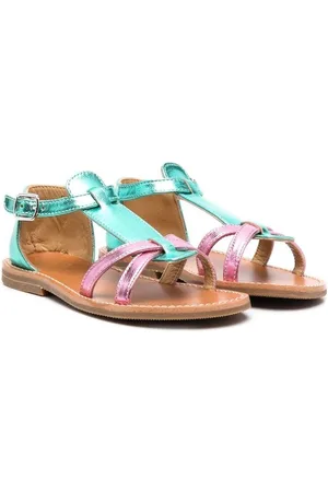 GALLUCCI Flache Sandalen im Metallic-Look