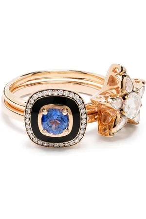 SELIM MOUZANNAR 18kt rose gold Mina diamond and sapphire ring set