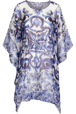 Dolce & Gabbana Damen Bedruckte Kleider - Majolica-print silk kaftan dress