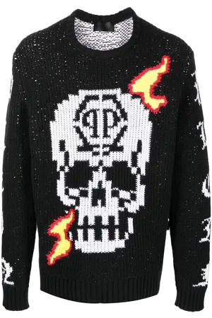 Philipp Plein Gestrickter Pullover mit Totenkopf
