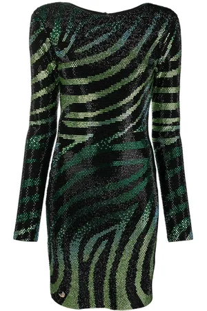 Philipp Plein Kristallverziertes Kleid mit Zebra-Print