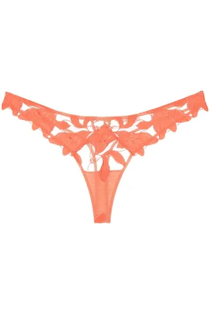 FLEUR DU MAL Lily floral-embroidered hipster thong