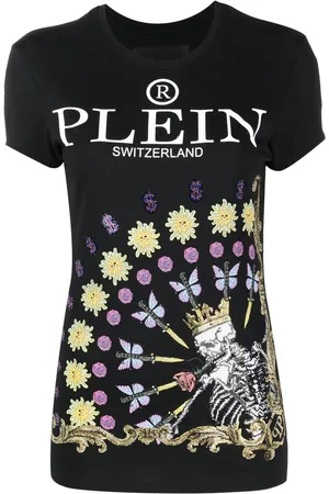 Philipp Plein Damen Shirts - Skeleton-print round neck T-shirt
