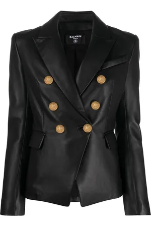 Balmain Doppelreihiger Lederblazer